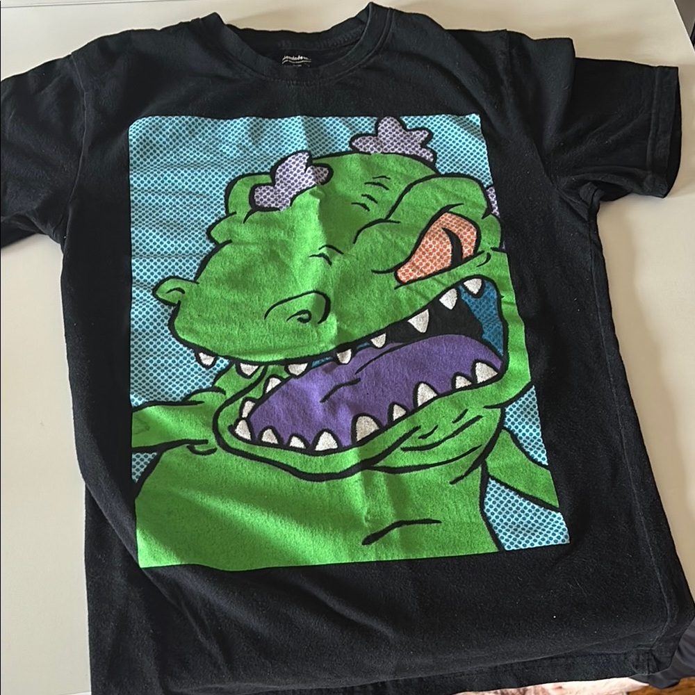 Rep-tar Black T-Shirt with Green Dinosaur Graphic